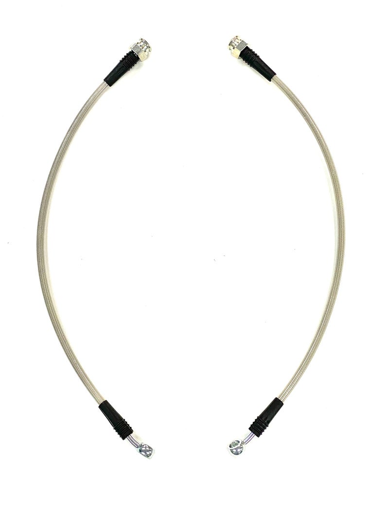 The Stop Shop Braided Stainless Brake Hose (THIS IS NOT A VEHICLE SPECIFIC HOSE, please see bullet points for fitment sizes) 15.25 Inches Long with 10mm Banjo Holes (Does Not Include Hardware) Made in USA - Image 1